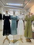 Square Neck Ruched Up Puffy Sleeves Long Maxi Dresses